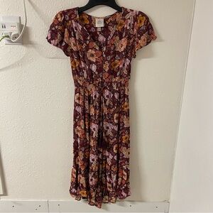 Knox Rose Boho Floral Print Midi Dress